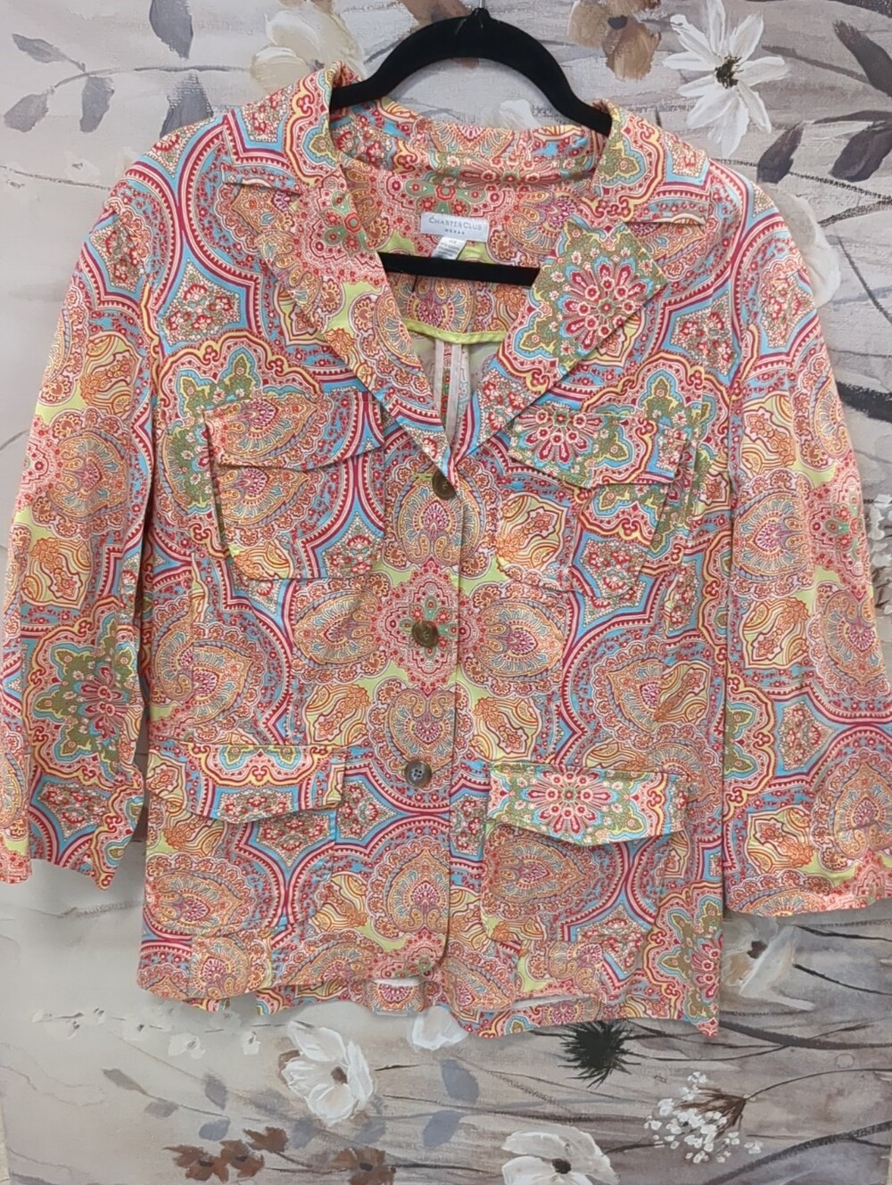 Charter Club Multicolor Paisley Print Blazer Jacket